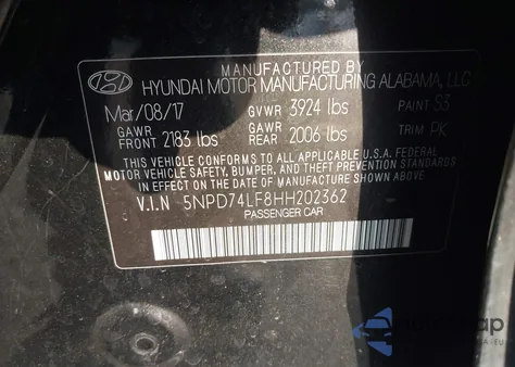 2017 Hyundai Elantra Se z USA, uszkodzony, nr VIN 5NPD74LF8HH202362